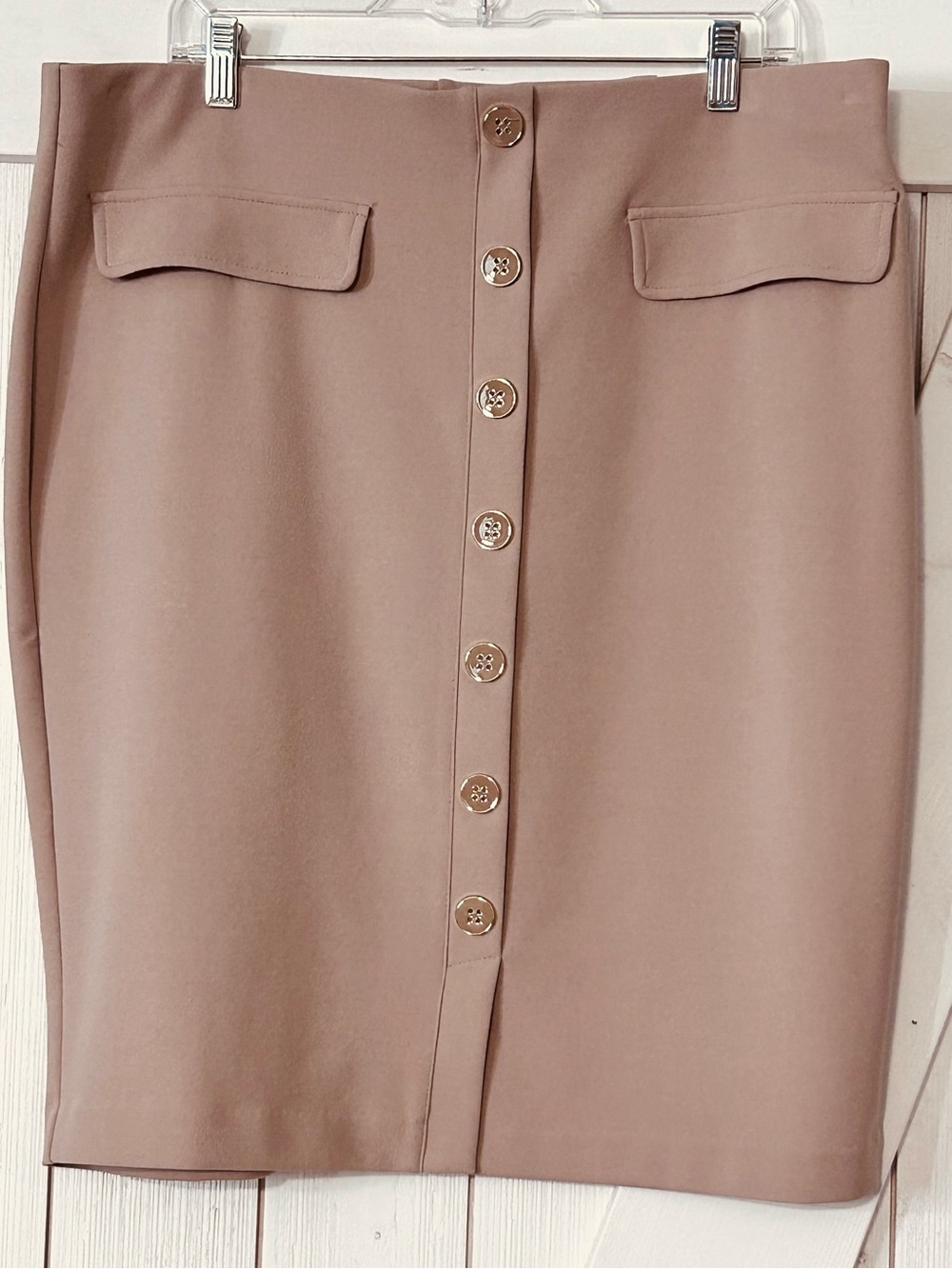 Button-Front Pencil Skirt